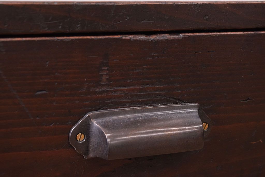 【K様ご成約済・ご決済用】大正昭和期!古い木製の薄型ローチェスト(ローボード)