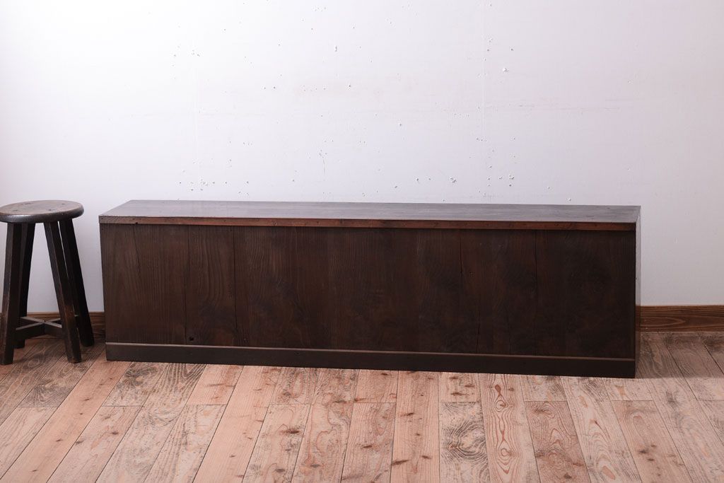 【K様ご成約済・ご決済用】大正昭和期!古い木製の薄型ローチェスト(ローボード)