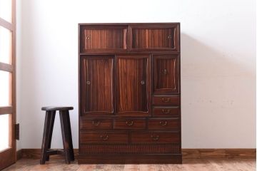 アンティーク家具　縞黒檀材!上質なアンティーク茶箪笥