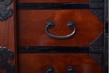 アンティーク家具　古民具・骨董　明治期!前面欅材の庄内小箪笥