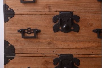 アンティーク家具　古民具・骨董　明治期　五丁引き　アンティーク庄内箪笥