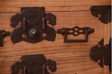 アンティーク家具　古民具・骨董　明治期　五丁引き　アンティーク庄内箪笥