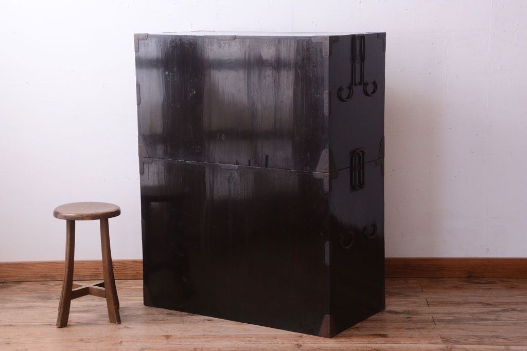 アンティーク家具　古民具・骨董　明治期　五丁引き　アンティーク庄内箪笥