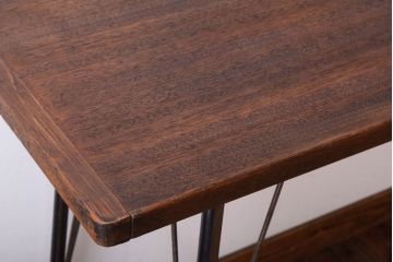 アンティーク家具　古材一枚板天板!鉄脚テーブル(作業台、机)(1)