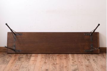アンティーク家具　古材一枚板天板!鉄脚テーブル(作業台、机)(1)