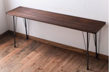 アンティーク家具　古材一枚板天板!鉄脚テーブル(作業台、机)(1)