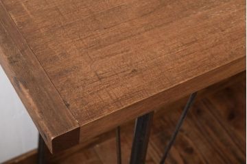 アンティーク家具　古材一枚板天板!鉄脚テーブル(作業台、机)(2)