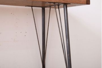 アンティーク家具　古材一枚板天板!鉄脚テーブル(作業台、机)(2)