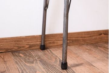 アンティーク家具　古材一枚板天板!鉄脚テーブル(作業台、机)(2)