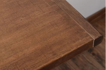 アンティーク家具　古材一枚板天板!鉄脚テーブル(作業台、机)(2)
