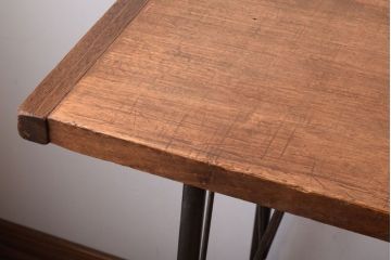 アンティーク家具　古材一枚板天板!鉄脚テーブル(作業台、机)(2)