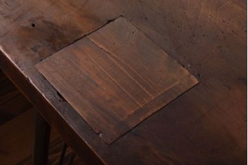 アンティーク家具　古材一枚板天板!鉄脚テーブル(作業台、机)(3)