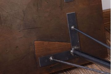 アンティーク家具　古材一枚板天板!鉄脚テーブル(作業台、机)(3)