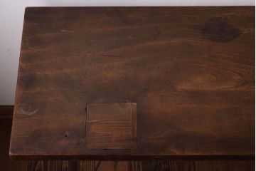 アンティーク家具　古材一枚板天板!鉄脚テーブル(作業台、机)(3)