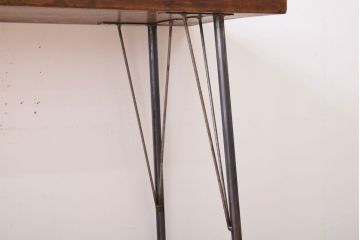 アンティーク家具　古材一枚板天板!鉄脚テーブル(作業台、机)(3)