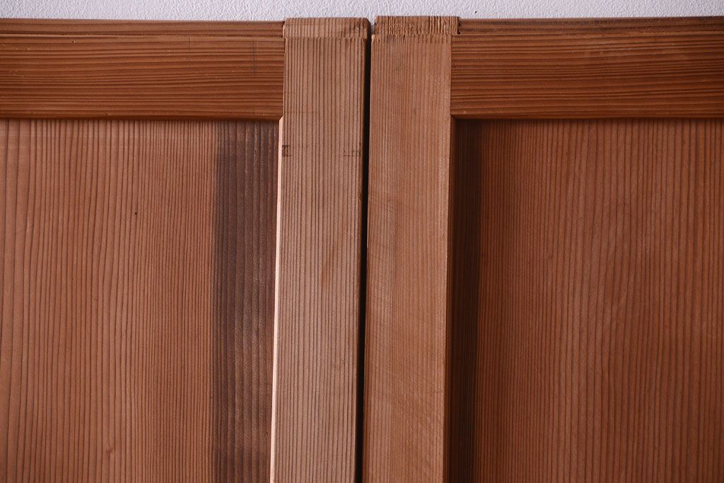 明治大正期　古民具・骨董　組子障子帯の木味引き戸4枚セット