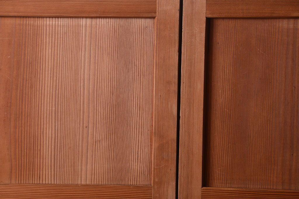 明治大正期　古民具・骨董　組子障子帯の木味引き戸4枚セット