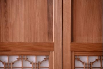 明治大正期　古民具・骨董　組子障子帯の木味引き戸4枚セット