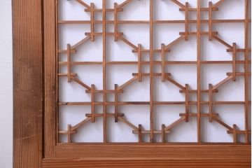 明治大正期　古民具・骨董　組子障子帯の木味引き戸4枚セット