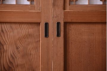 明治大正期　古民具・骨董　組子障子帯の木味引き戸4枚セット