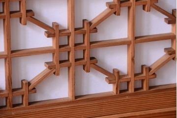 明治大正期　古民具・骨董　組子障子帯の木味引き戸4枚セット