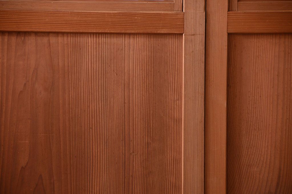 明治大正期　古民具・骨董　組子障子帯の木味引き戸4枚セット