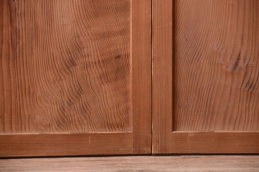 明治大正期　古民具・骨董　組子障子帯の木味引き戸4枚セット