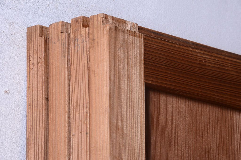 明治大正期　古民具・骨董　組子障子帯の木味引き戸4枚セット