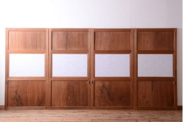 明治大正期　古民具・骨董　組子障子帯の木味引き戸4枚セット