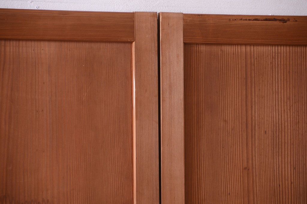 明治大正期　古民具・骨董　組子障子帯の木味引き戸4枚セット