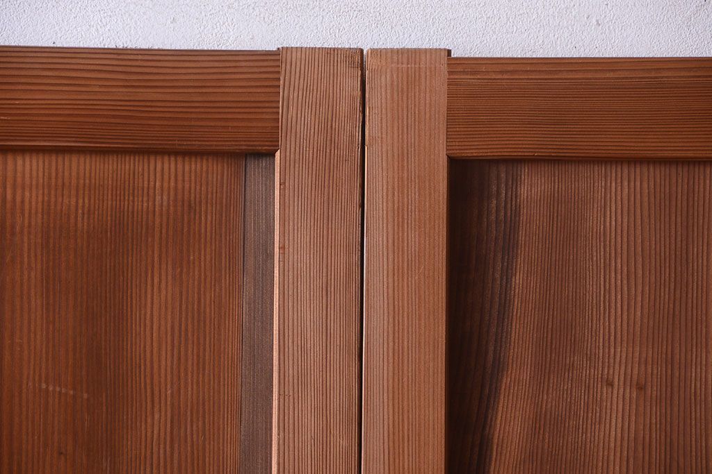 明治大正期　古民具・骨董　組子障子帯の木味引き戸4枚セット