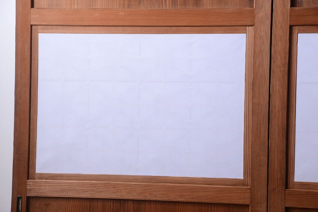 明治大正期　古民具・骨董　組子障子帯の木味引き戸4枚セット