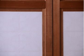 明治大正期　古民具・骨董　組子障子帯の木味引き戸4枚セット