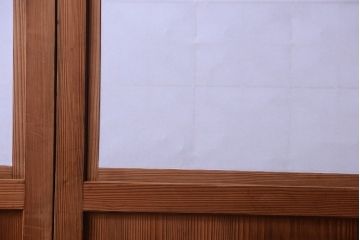 明治大正期　古民具・骨董　組子障子帯の木味引き戸4枚セット