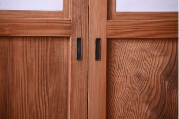 明治大正期　古民具・骨董　組子障子帯の木味引き戸4枚セット