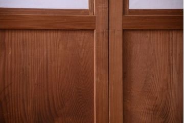 明治大正期　古民具・骨董　組子障子帯の木味引き戸4枚セット
