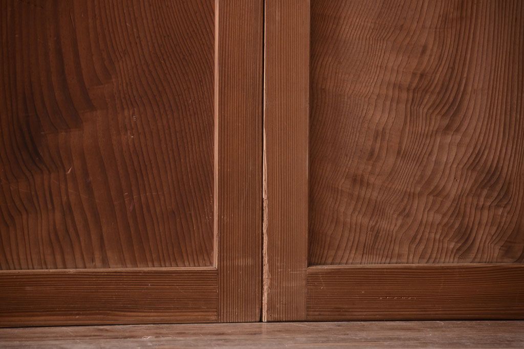 明治大正期　古民具・骨董　組子障子帯の木味引き戸4枚セット