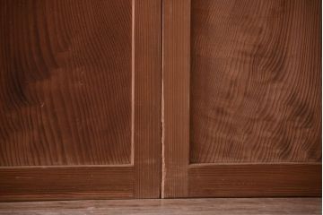 明治大正期　古民具・骨董　組子障子帯の木味引き戸4枚セット