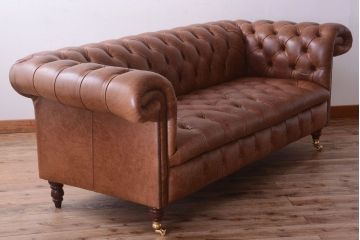 ヴィンテージ家具　イギリスビンテージ　本革製　ディスティンクティブ チェスターフィールドソファ
