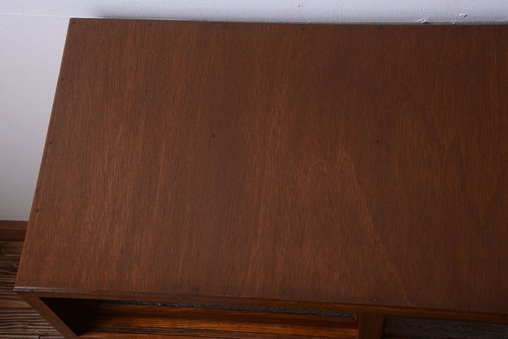 レトロ家具　昭和レトロ　結霜ガラスとダイヤガラス!アンティーク収納棚(本箱)