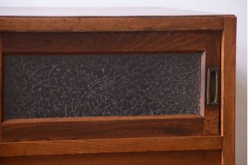 レトロ家具　昭和レトロ　結霜ガラスとダイヤガラス!アンティーク収納棚(本箱)