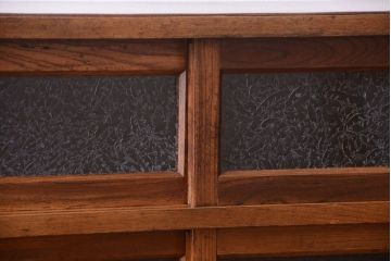 レトロ家具　昭和レトロ　結霜ガラスとダイヤガラス!アンティーク収納棚(本箱)