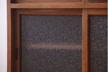 レトロ家具　昭和レトロ　結霜ガラスとダイヤガラス!アンティーク収納棚(本箱)