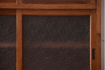 レトロ家具　昭和レトロ　結霜ガラスとダイヤガラス!アンティーク収納棚(本箱)