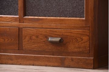 レトロ家具　昭和レトロ　結霜ガラスとダイヤガラス!アンティーク収納棚(本箱)