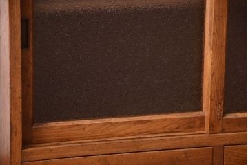 レトロ家具　昭和レトロ　結霜ガラスとダイヤガラス!アンティーク収納棚(本箱)