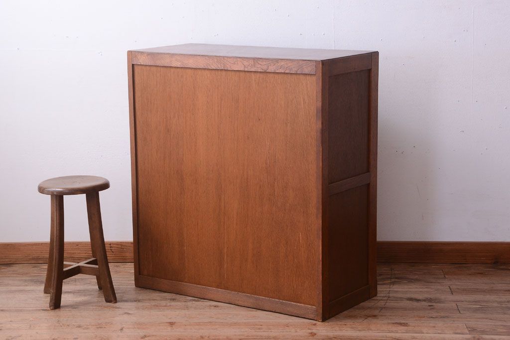 レトロ家具　昭和レトロ　結霜ガラスとダイヤガラス!アンティーク収納棚(本箱)