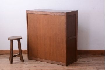 レトロ家具　昭和レトロ　結霜ガラスとダイヤガラス!アンティーク収納棚(本箱)