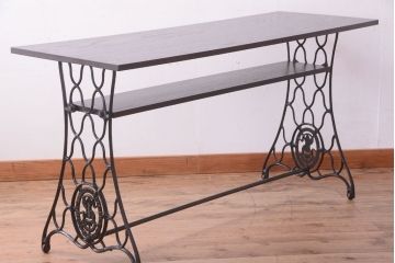 アンティーク家具　シンガーミシン オーク材天板!アンティークの鉄脚テーブル(ミシンテーブル)(1)