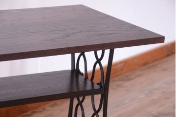 アンティーク家具　シンガーミシン オーク材天板!アンティークの鉄脚テーブル(ミシンテーブル)(1)